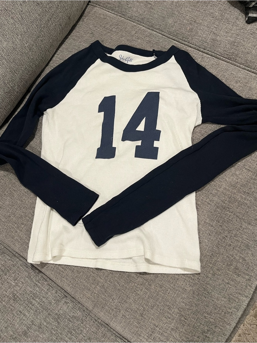 John Galt Navy & White Baseball Raglan Tee with '14'